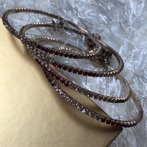 4 Piece Red, Green, White & Gold Indian Bangle Set